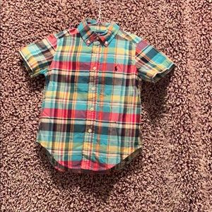 Plaid button down-shirt sleeve